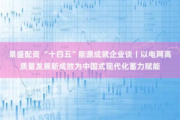 景盛配资 “十四五”能源成就企业谈丨以电网高质量发展新成效为中国式现代化蓄力赋能